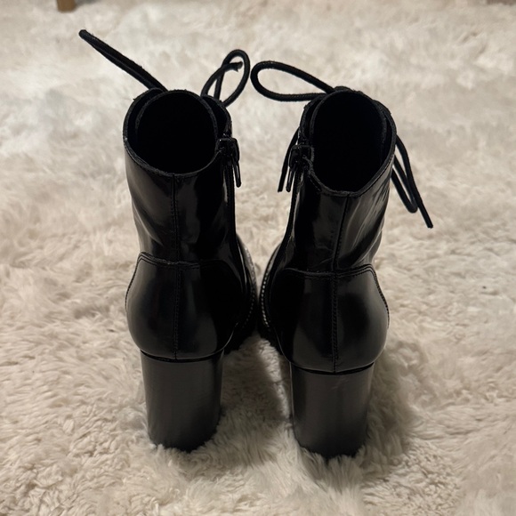 Black Lace-Up Women's Boots shiny black legion Jeffrey Campbell 7 heeled tall - Picture 4 of 13